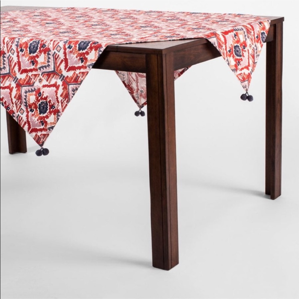 NWT (2) Orange, Ikat Table Throw with Tassels